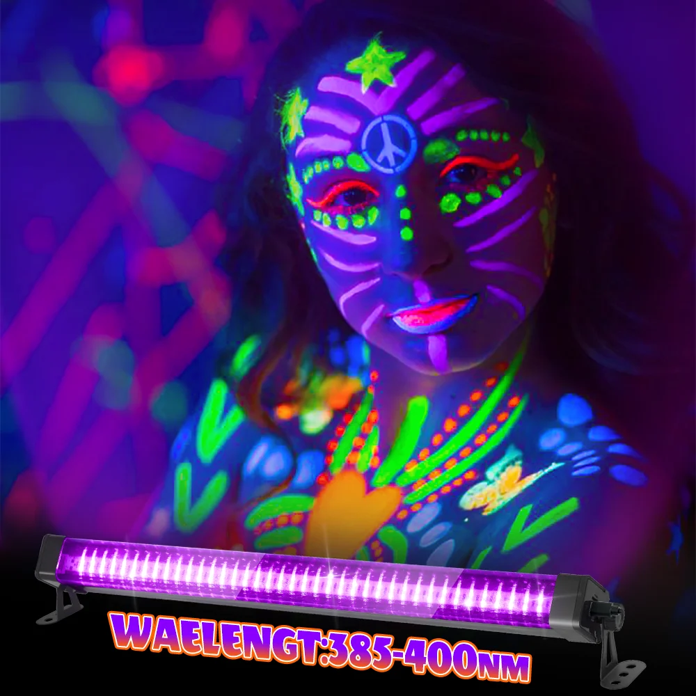 หลอดไฟ LED สีดํา 80 หลอด - พร้อมสวิตช์ หมุนได้ 360 องศา หลอด UV สําหรับงานปาร์ตี้เรืองแสง ศิลปะบนเรืองแสง วันฮาโลวีน วันหยุดคริสต์มาส