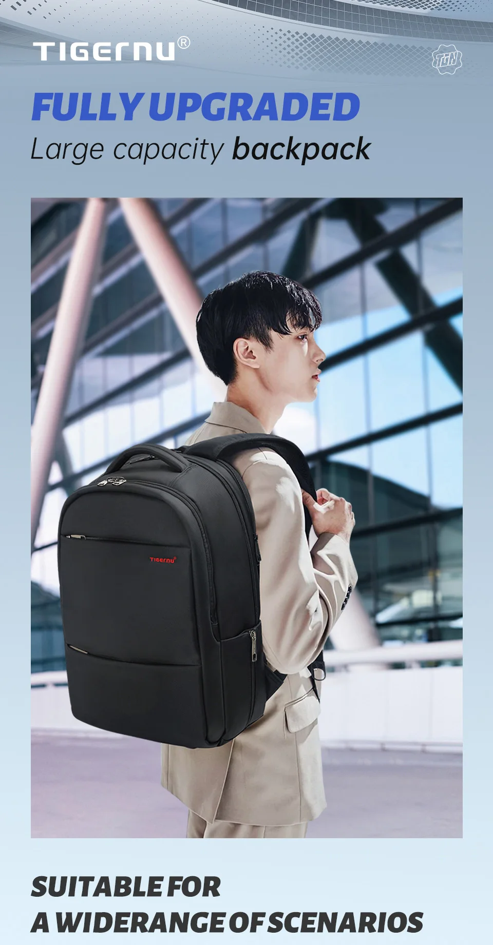 Tigernu Herren Rucksack 15 17 19 Zoll Laptop Rucksack für Männer für Frauen Business Rucksack Schultasche Reiserucksack Taschen Rucksack – Detail 2