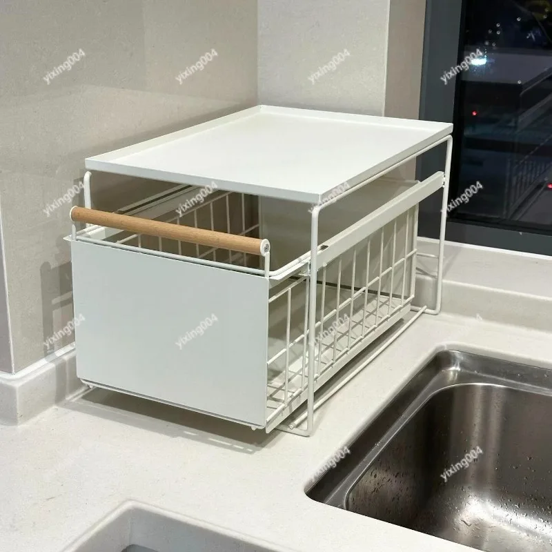 

Under Sink Organizer Pull Out Storage Basket Desktop Sundry Holder