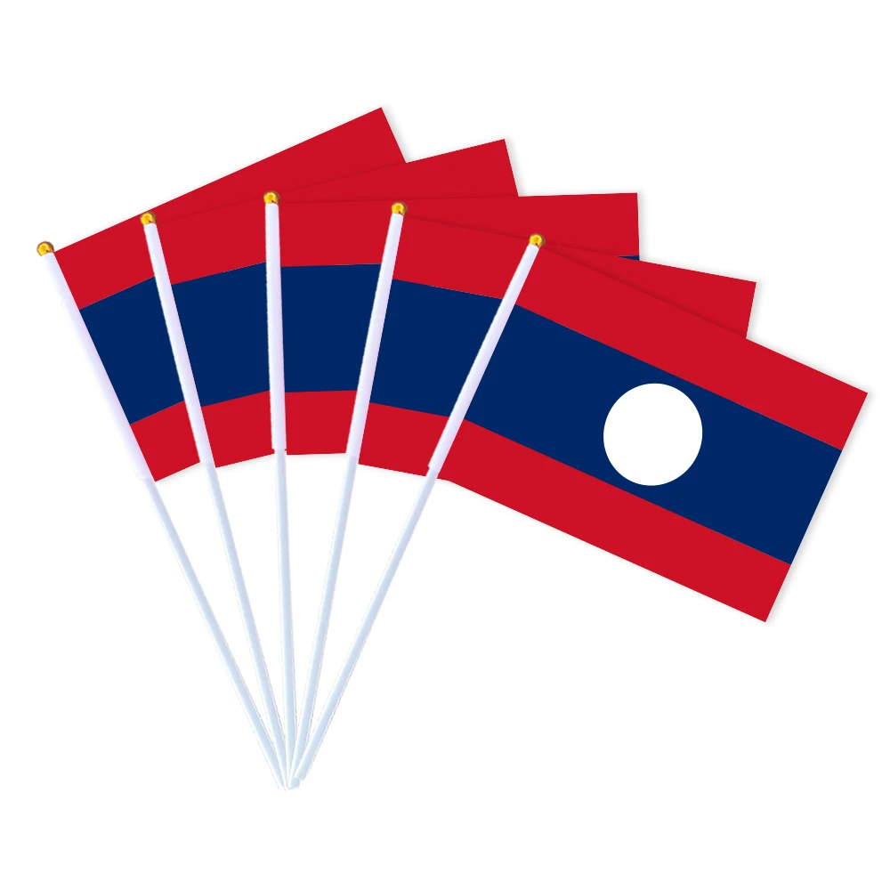 CYPOMELO Flag   Laos national flag 14 * 21cm Laos national small holding waving flag indoor and outdoor home decoration