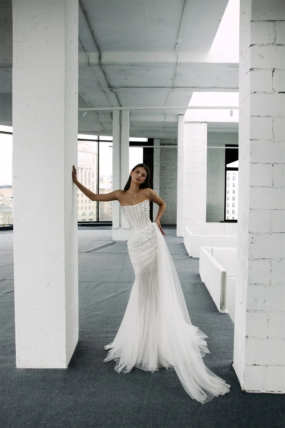 Kyoto Angepasst Mantel Falten Glänzend Sexy Hochzeit Kleid Liebsten Ärmellose vestidos de novia Lange Zug Formale Abendkleid