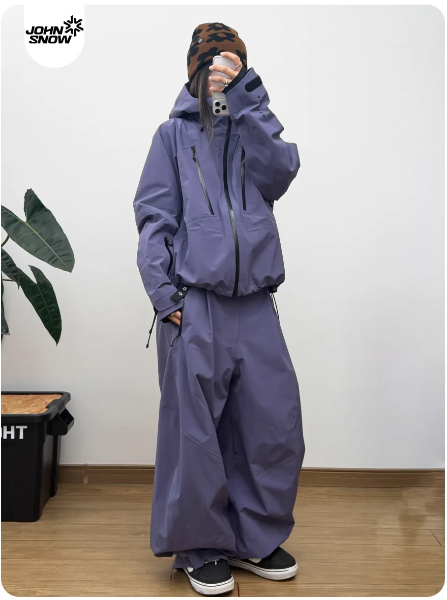 John Snow 2025 Unisex Hardshell Snowboard Suit 17K Waterproof Ski Jacket & Pants Set All-Mountain Windproof Shell for Men Women