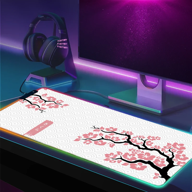 

Cherry Large RGB Gamer Mousepad Mouse Mat Gaming Mousepads LED Keyboard Mats Luminous Desk Pads Mouse Pad For PC