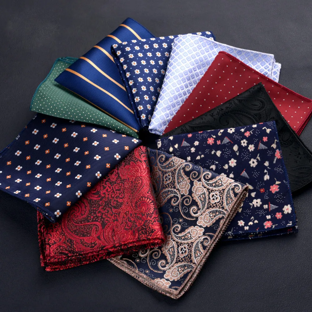 23CM Mens Woven Polyester Pocket Square Embroidered Jacquard Hanky Scarf Best Man Korean Formal Wedding Bridegroom Handkerchief