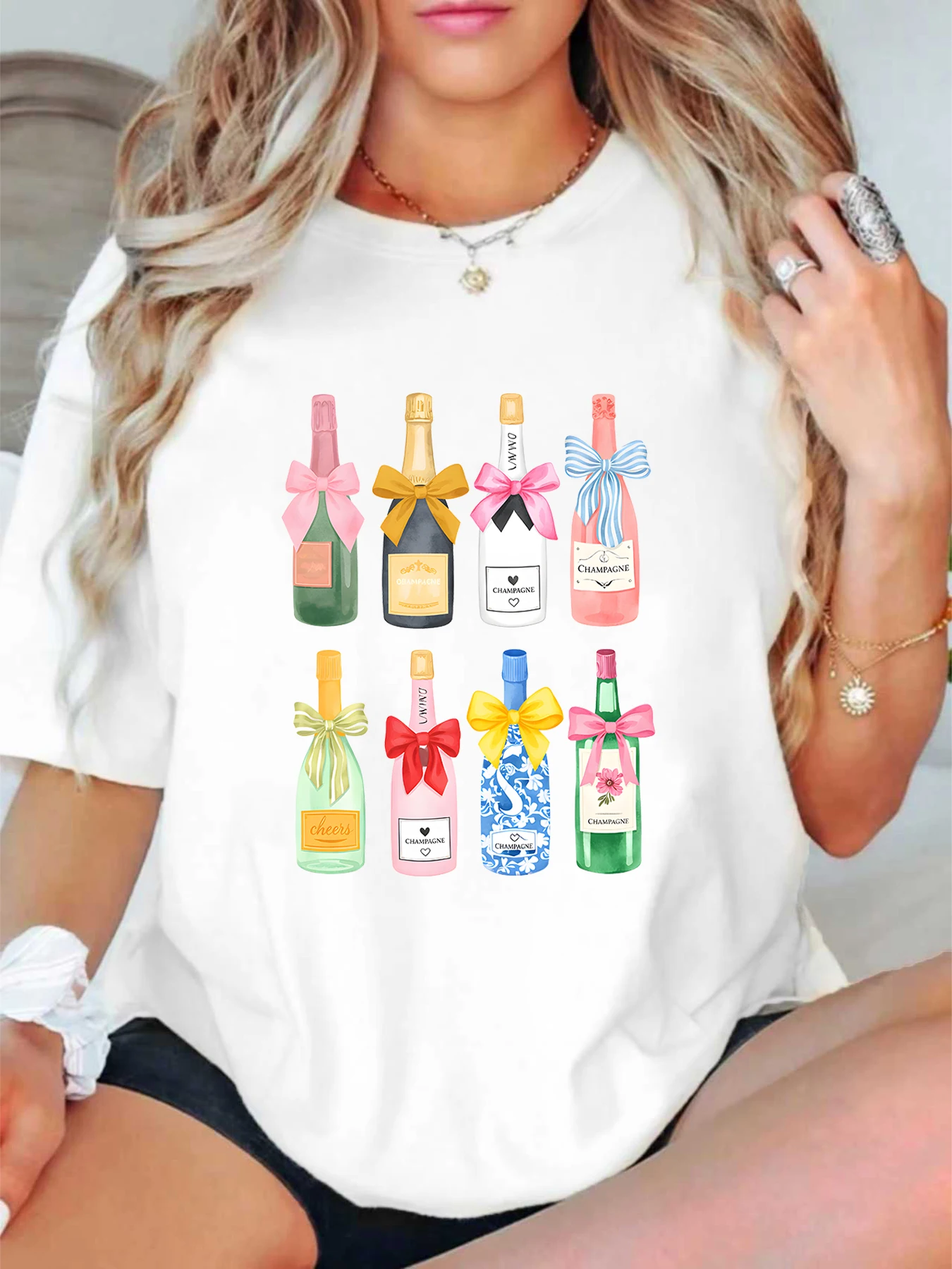 

【ZXH11416】Женская футболка больших размеров с принтом бутылки, круглым вырезом, летняя, повседневная, с короткими рукавами, в уличном стиле, универсальная, больших размеров.