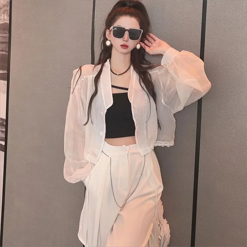

Short Women's Sunscreens Coat 2025 Summer Thin Female Breathable Stand Collar Loose Sun Protection Clothing Outwear