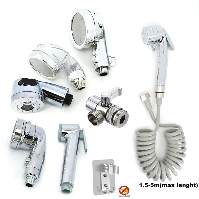 Handheld silver Small Bed Chair Shower Head sprayer Nozzle Hair Salon Shampoo washing water hose 2m 3m baby pet Tool Small R23