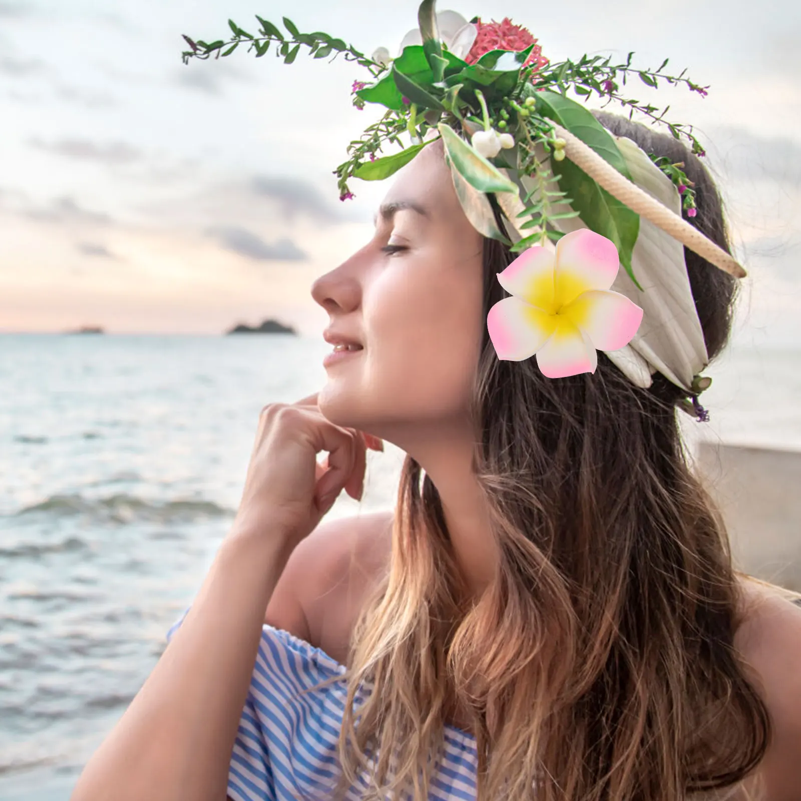 

Pearl Comb Frangipani Headpiece Bridal Hair Accessories Women Hairpin Headdress Pins Flower