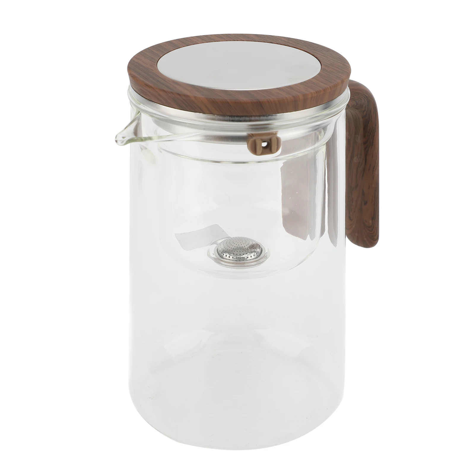 

Clear Tea Pot Water Separation Glass Teapot with Strainer 800ml Clear Tea Pot with Wooden Handle Secure Lid Magnetic