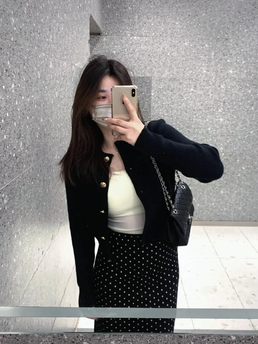 트위드 자켓 퍼플 여성용 가을 셔링 자수 시크 프린지 레이디 빈티지 스팽글 디자인 크롭 클래식 플레인 장식