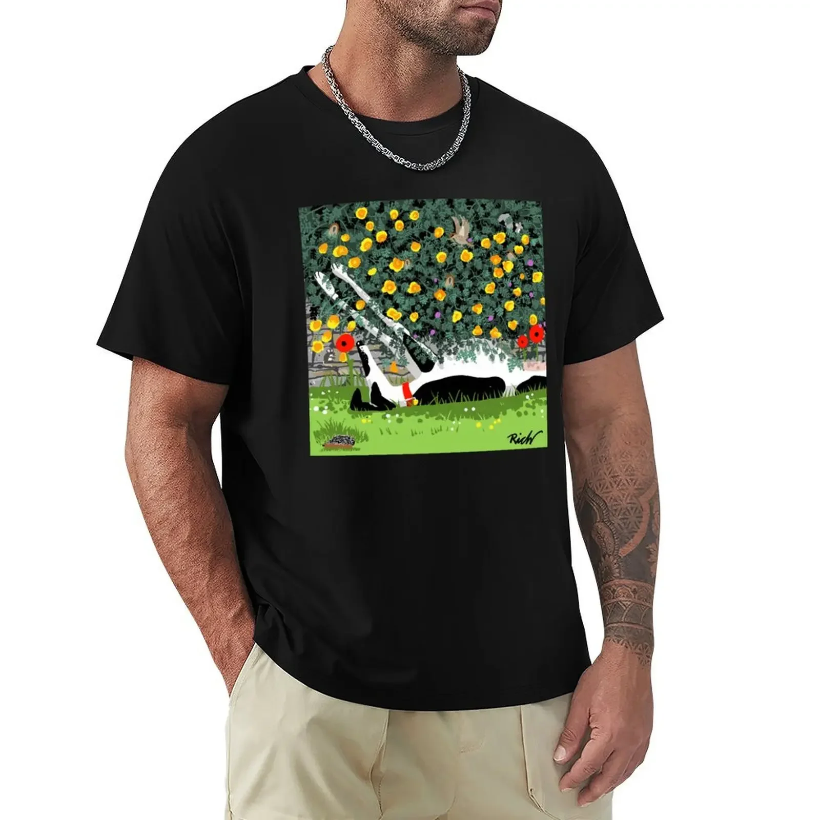 The Cowhound and the Yellow Flowers T-Shirt anime t shirts cute tops mens white t shirts