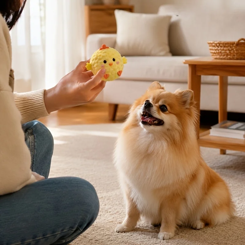 1 Stück Mini Gelbes Hühnchen Interaktives Hüpfspielzeug, Geeignet für Kleine Hunde und Katzen, Bissfestes Material Haustier-Begleitspielzeug – Detail 8