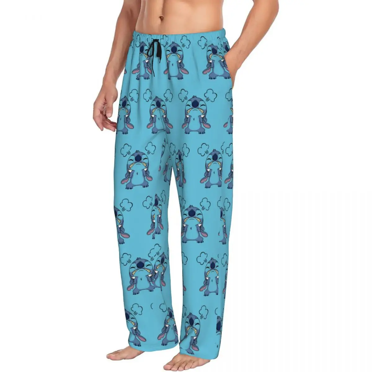 مخصص غرزة بيجامة السراويل ملابس خاصة الرجال مطاطا حزام الرسوم المتحركة صالة النوم قيعان مع جيوب #2