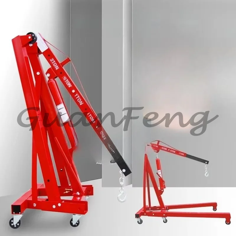 2 Ton Folding Hydraulic Engine Crane, Mobile Engine Hoist Auto Repair Engine Hanger for Car Maintenance