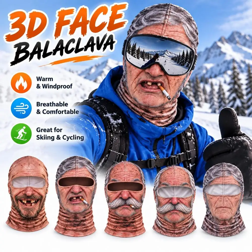 Lustige 3D-Gesichts-Balaclava-Mütze, Vollgesichtsmaske, Kapuze, Balaclava für Motorradfahren, Skifahren, Gesichtsmaske, Outdoor-Warm-Balaclava-Mütze – Detail 21