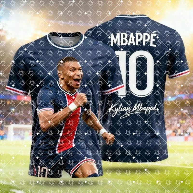 New Summer 3D Printed Children's Football Star Fan Merchandise T-shirt, Loose and Comfortable, Suitable for Daily Wear