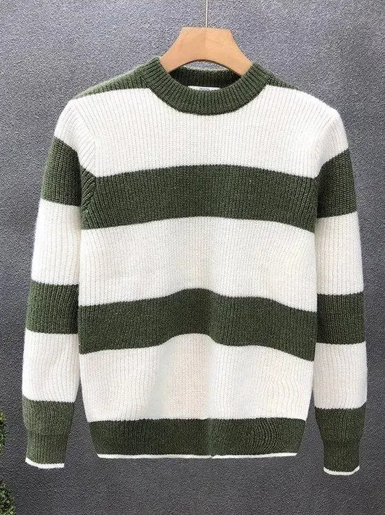 

Sli Long Sve вязаный свитер круглый Ne мужской модный зимний топ теплая повседневная одежда из полиэстера и волокна в полоску