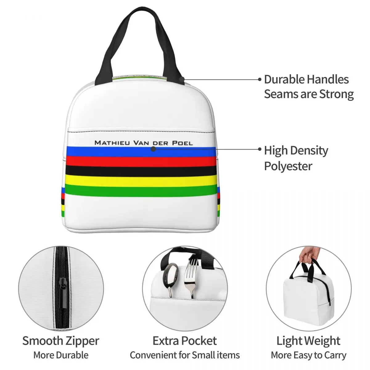 Mathieu Van Der Poel Merch Lunch Bag Portable Insulated Oxford Cooler Dutch Cyclist Thermal Picnic Tote for Women Girl