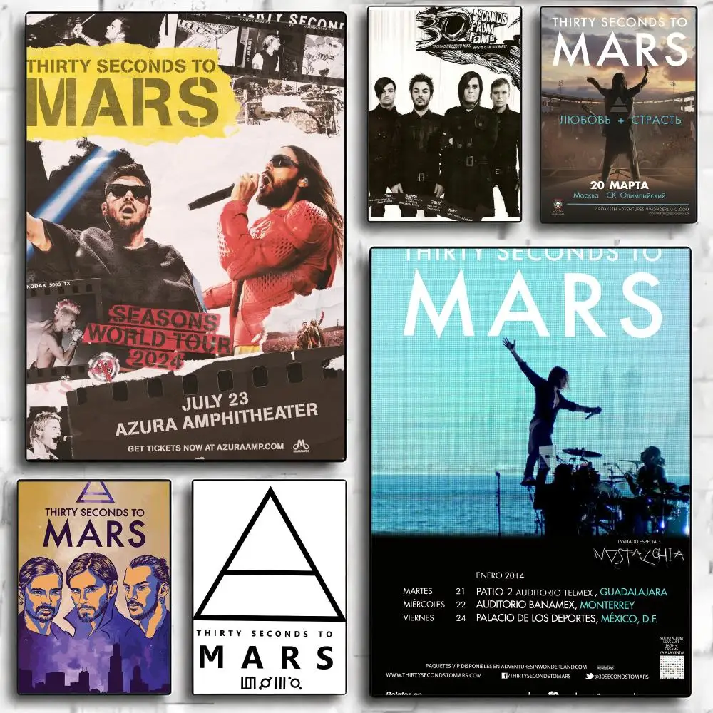 band T-Thirty Seconds To Mars-S Poster Minimalist Wall Sticker for Cafe Office Bar Home Decor and Gift