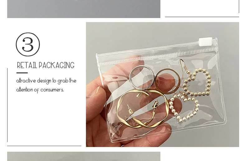 10/20PCS Transparent Plastic Pouches PVC Zipper Bag For Jewelry Bracelet Necklace Earrings Gift Storage Small Business Packages