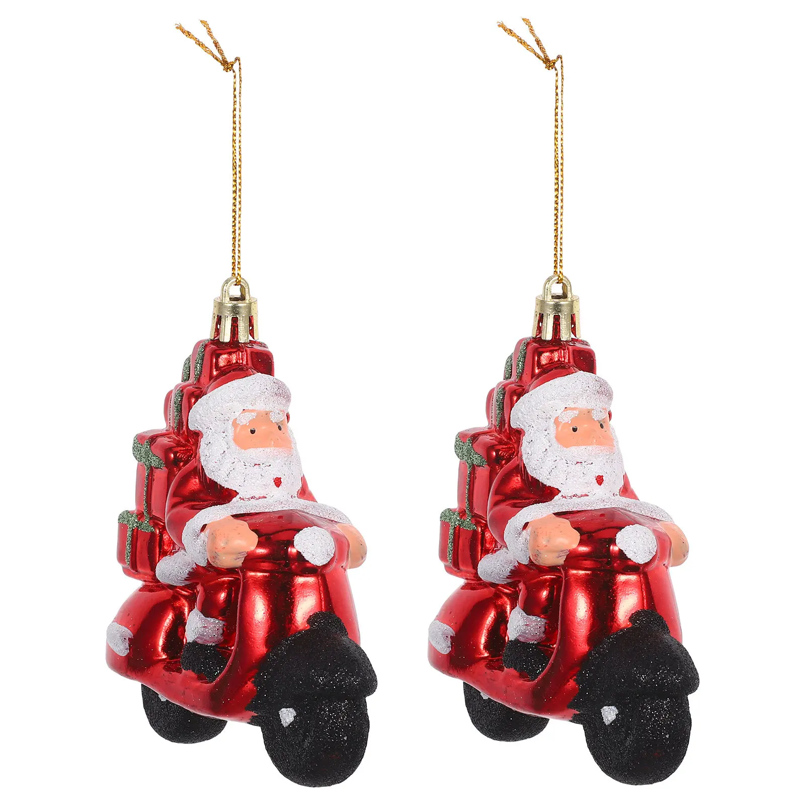 

2 Pcs Christmas Pendant Biker Santa Claus Tree Decorations Ornaments Hanging Decors