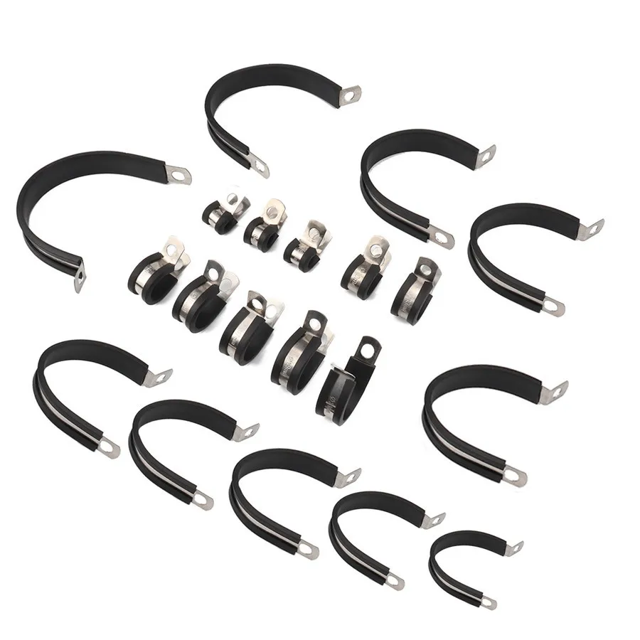 

40pcs/lot 1" Stainless Steel Cable Clamp Rubber Cushioned Insulated Clamp For Tube Pipe or Wire Cord Installation