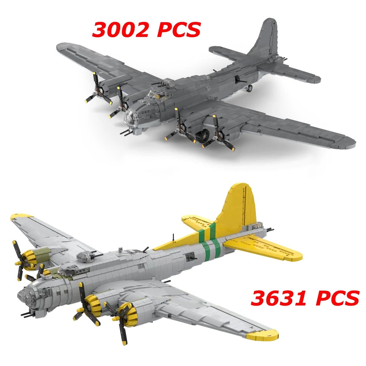 MOC Aircraft B-17 Flying Fortress Building Blocks Set Plane Model Collection 3002 Pieces Bricks Toys for Adults Christmas Gifts