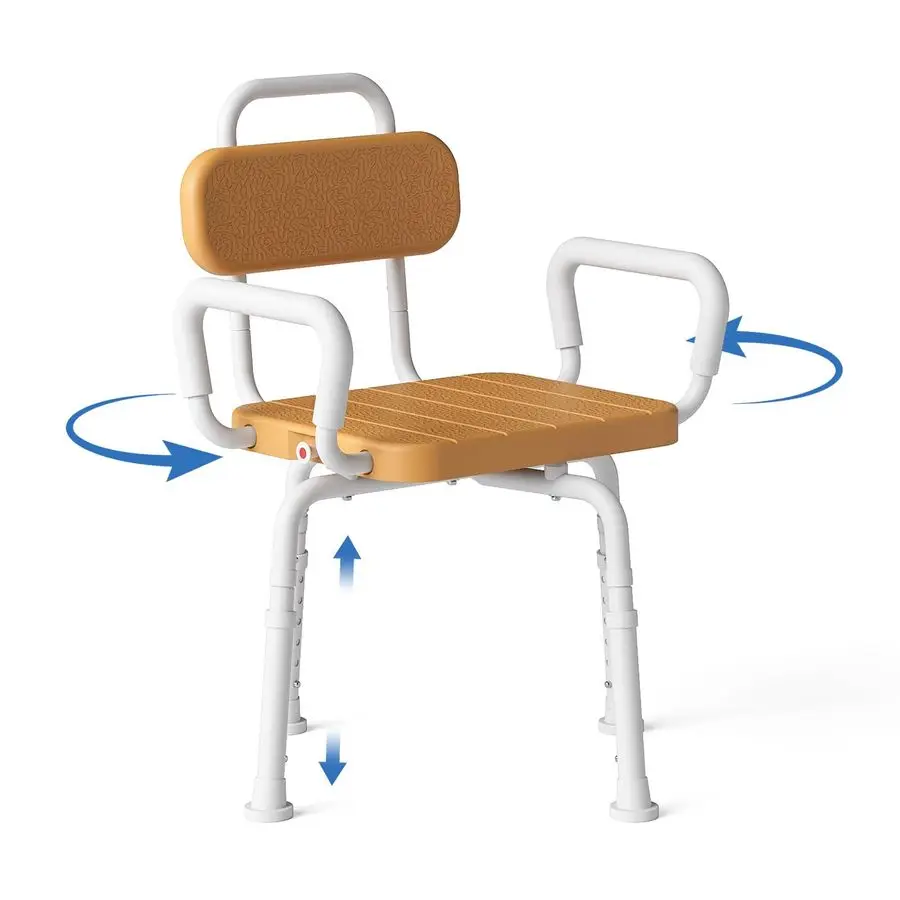 

Поворотный стул для душа со съемными подлокотниками, регулируемый по высоте, для пожилых людей и людей с ограниченными возможностями