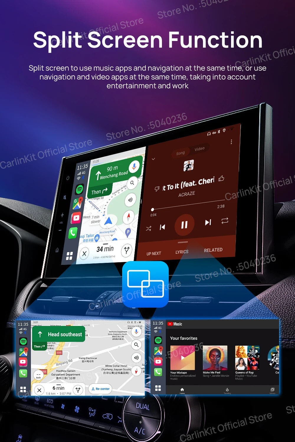 Android 13 CarlinKit Android Auto Wireless CarPlay AI TV Box QCM6125 8-Core Split Screen 64G 128G Für Netflix YouTube Play Store – Detail 11