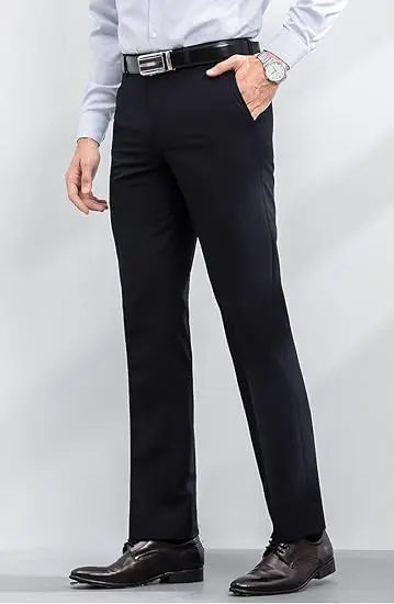 Pantalones de vestir para hombre, traje clásico ajustado, cómodo, informal, prémium