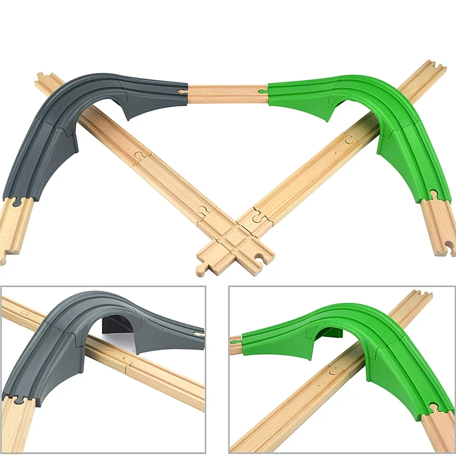 Pista del treno Accessori in legno Ponte a tunnel Pista adatta Brio Piste in legno Giocattoli educativi per bambini Regali per bambini pressofusi