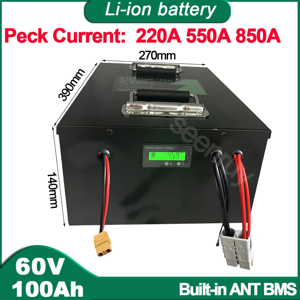 

60V 100AH Li ion With Charger 340A Lithium Polymer Battery Perfect For Quadricycle Electric Vehicle Tricycle Motorcycle Scooter