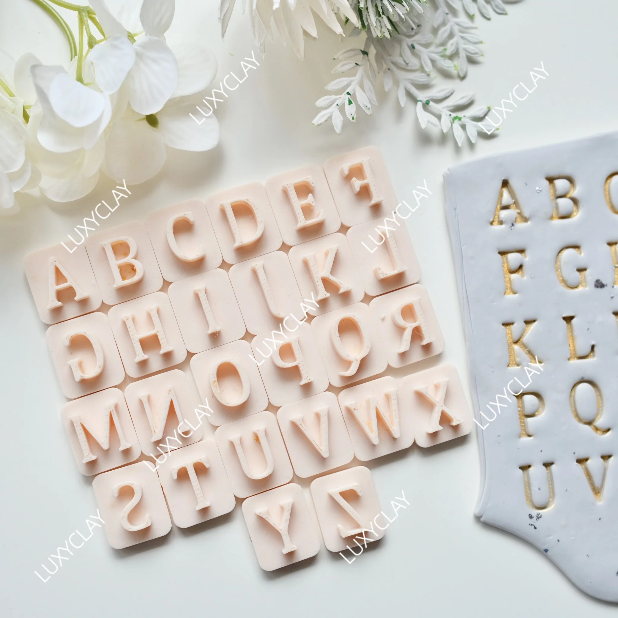Image of 26-teiliges Alphabet-Stempelset für Tonkeramik, Großbuchstaben-Alphabet-Stempelsets für Ohrringe & Schmuckherstellung, Alphabet-Tonformen