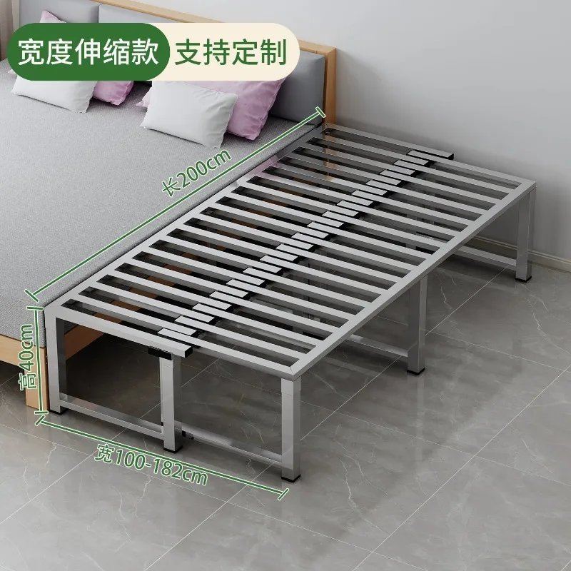 Stainless Steel Telescopic Splicing Bed Space Saving Thickened Widened Portable Home Hotel Bed