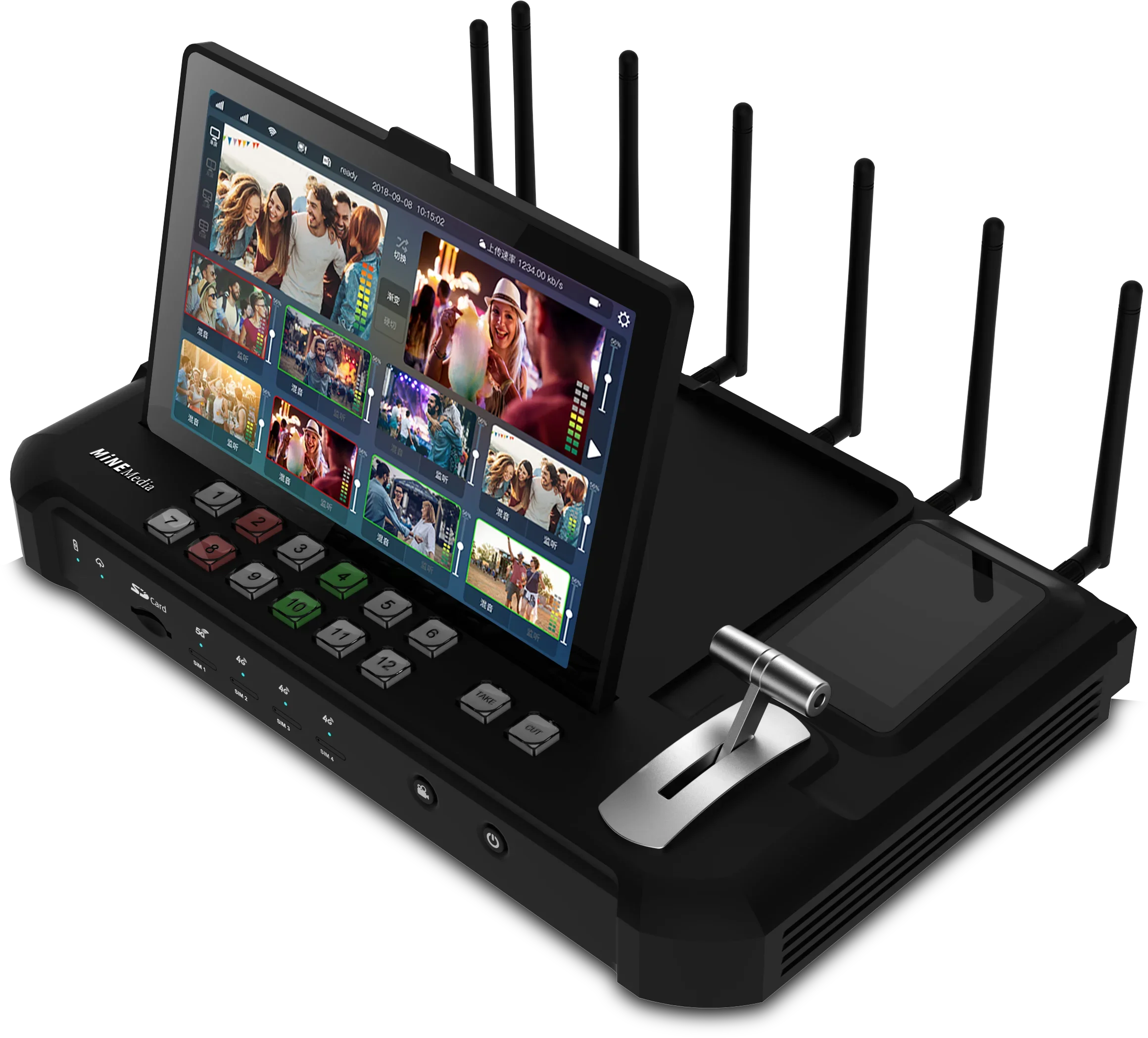 R10 5G 4G Bonding Video Switcher 12 Channel Switching 4 Platform Streaming Simultaneously SRT RTMP Chroma Key Mixer