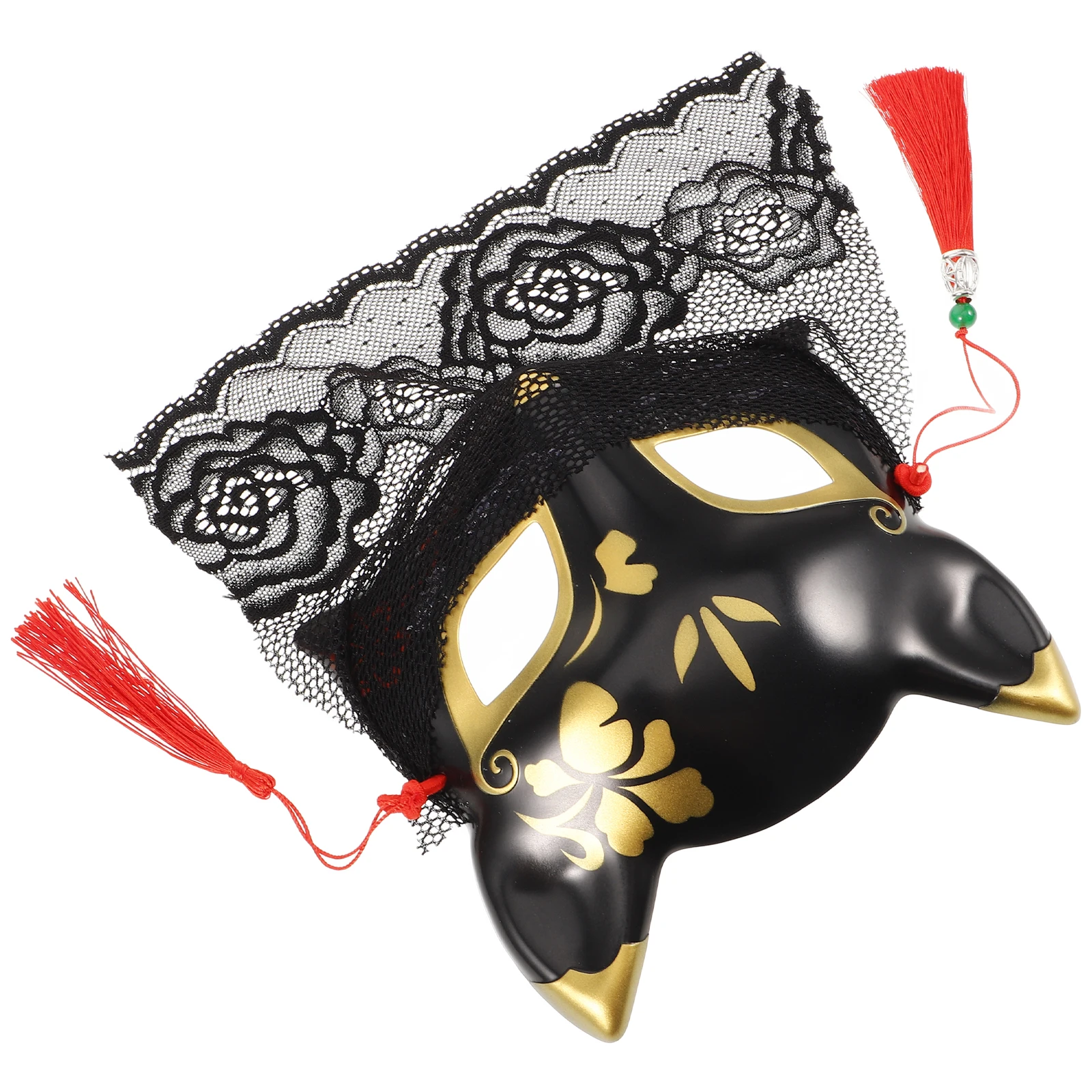 

Lace Cat Face Mask Fox Half Masquerade Plastic Animal Decorative Prop Creative Cosplay Carnival Party Supplies Elegant Design