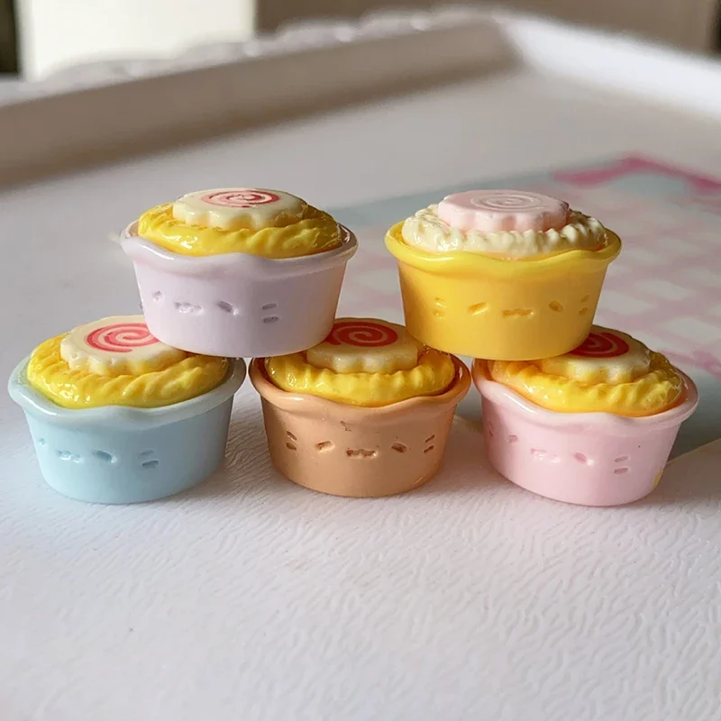 

Set of 2 Resin Cat & Fish Miniatures with Ramen for Dollhouse, Phone Case, Hairpin DIY Accessories