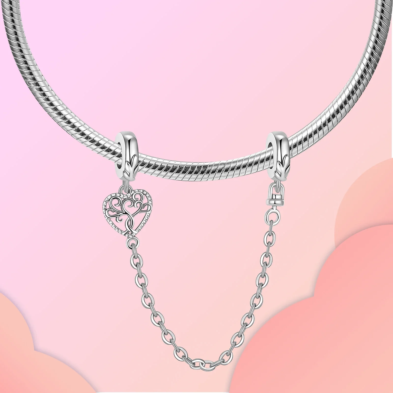 Abalorios de plata esterlina 925 para mujer, cadena de seguridad con forma de Luna, compatible con pulseras Pandora originales, joyería artesanal, Otoño, 2023