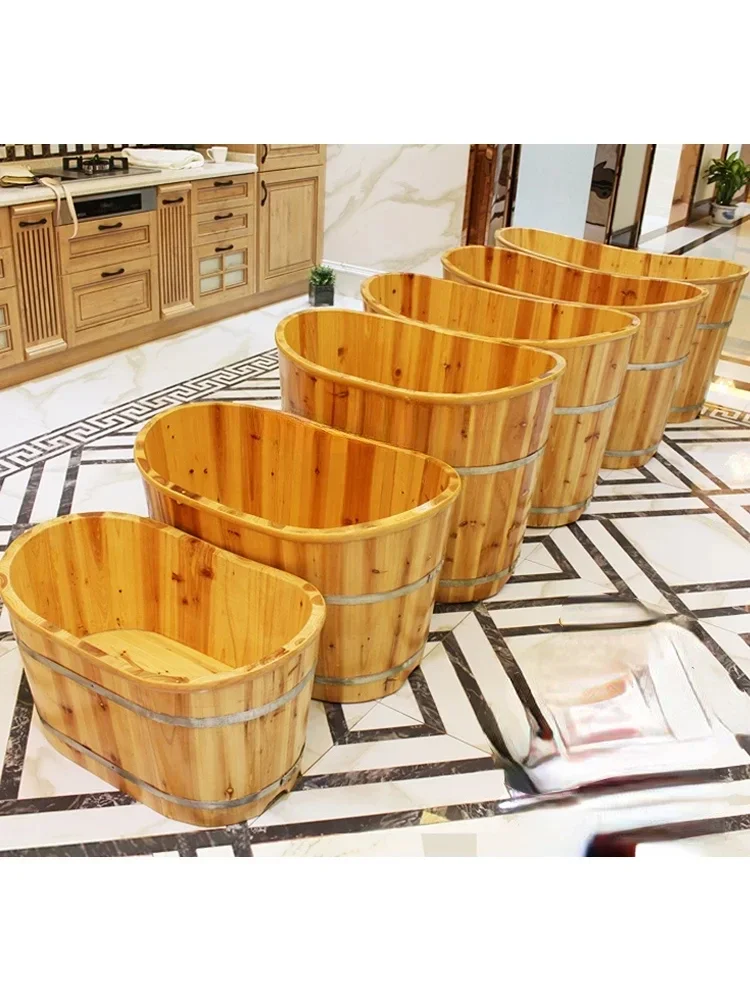 Wooden Barrel Bath Bucket Bath Bucket Bath Barrel Solid Wood Basin Adult Body Medicated Tub Bucket