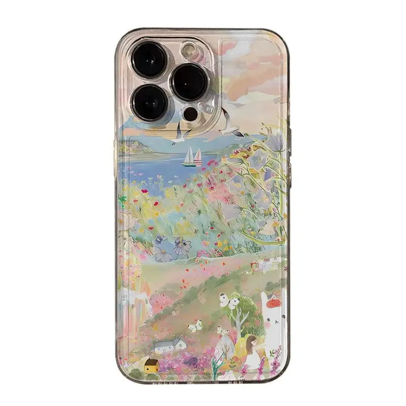 Creative seaside scenery Phone Case For iPhone 16 15 14 13 12 11 Pro Max XR XS MAX 7 8 PLUS MINI Y2K Shockproof Bumper Cover