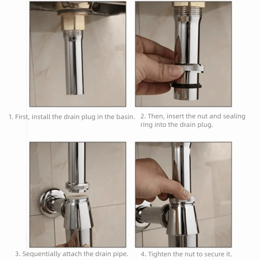 

Without Overflow Bottle Trap Deodorant Type Zinc Alloy Adjustable Height Siphon Drainer Plumbing Tube Easy To Install Removable