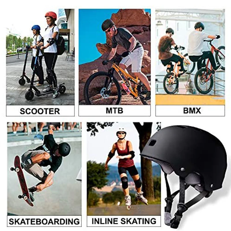 Skateboard Helmet Adults Adjustable Cycling Helmet Kid Sturdy Ventilation Multi-Sport Scooter Ice Skating Rollerblading Teenager