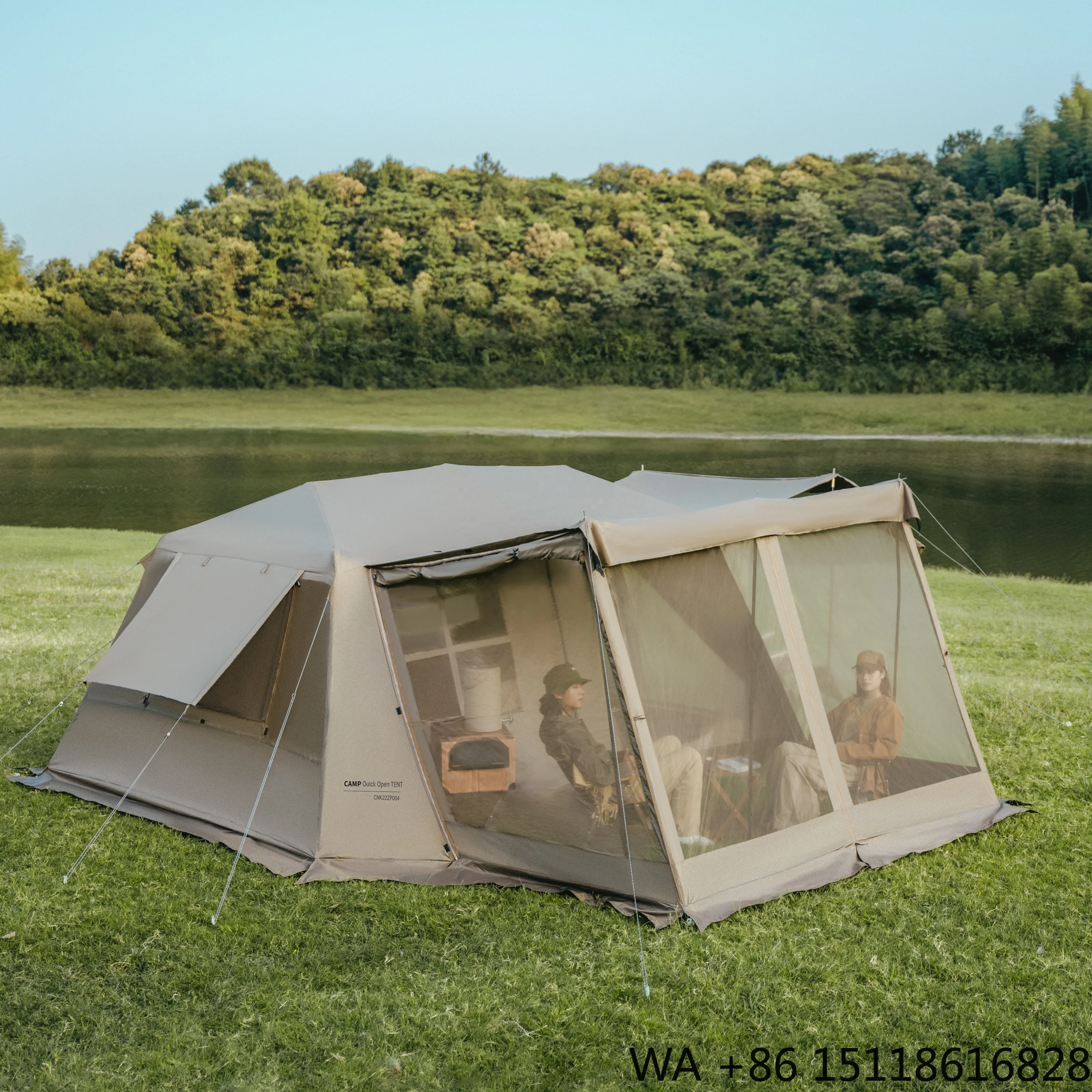 Naturehike Outdoor Camping Tent Village 13 ridge Automatic Tent With Canopy 3-4 Persons Family Camping Tent