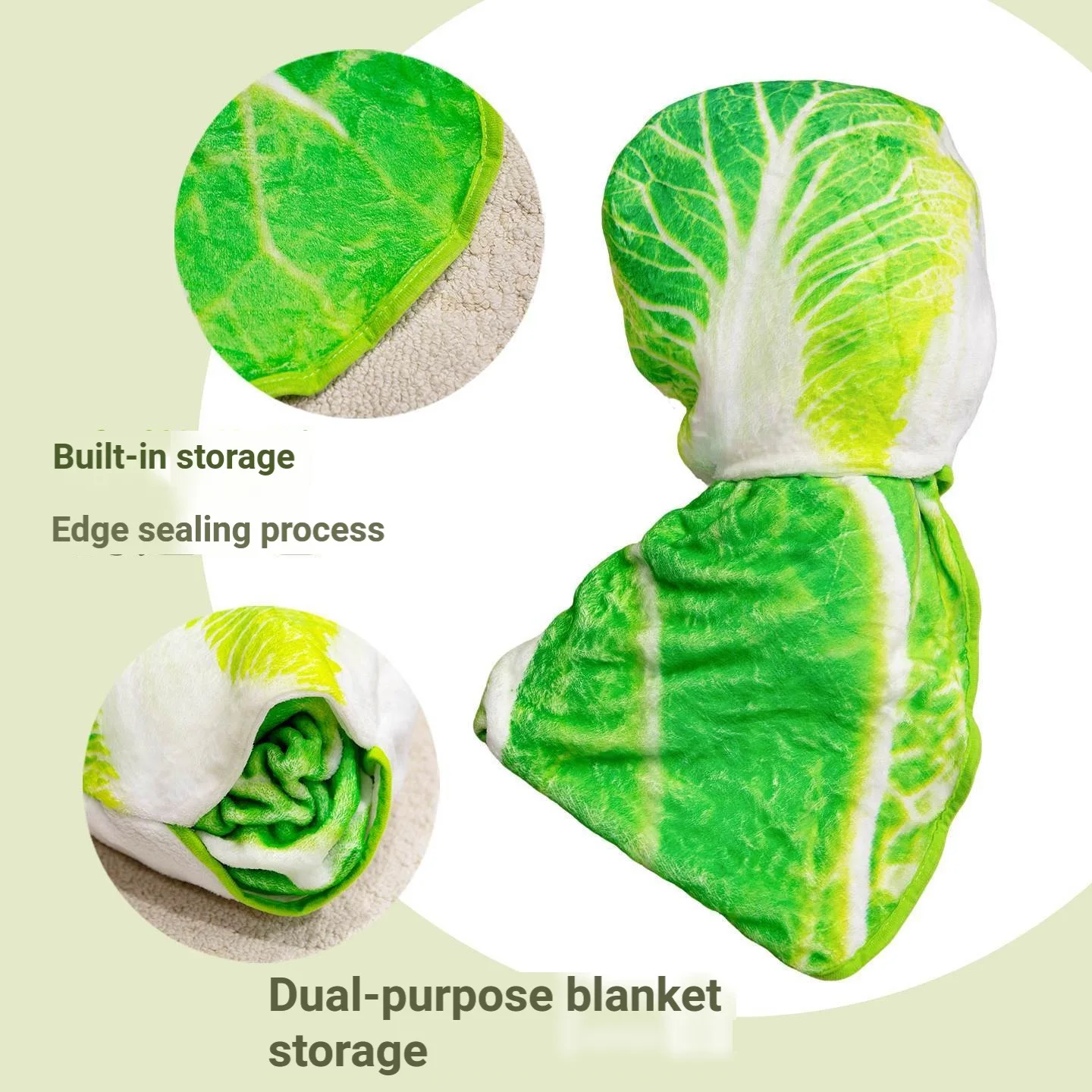 Creative Funny Nap Blanket Pillow Double Sided Flannel Cabbage Pattern Home Sofa Blanket Air Conditioning Cover Blanket Soft and