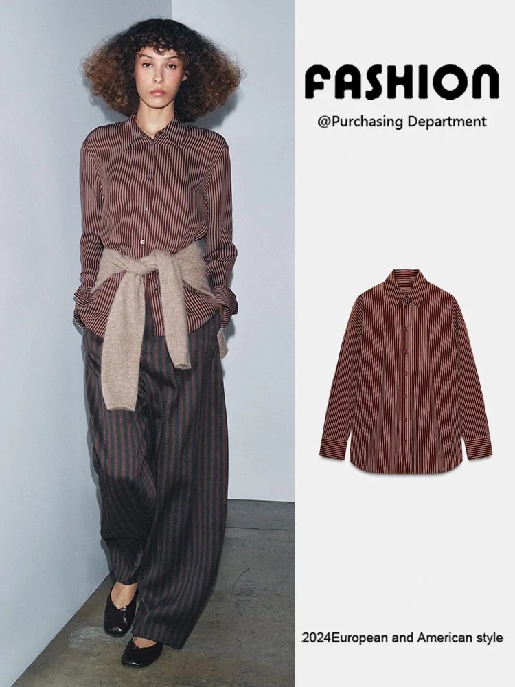 

Зима 202, женская повседневная удобная облегающая одежда в полоску irt Long Sve с отложным воротником, универсальная модная женская верхняя одежда