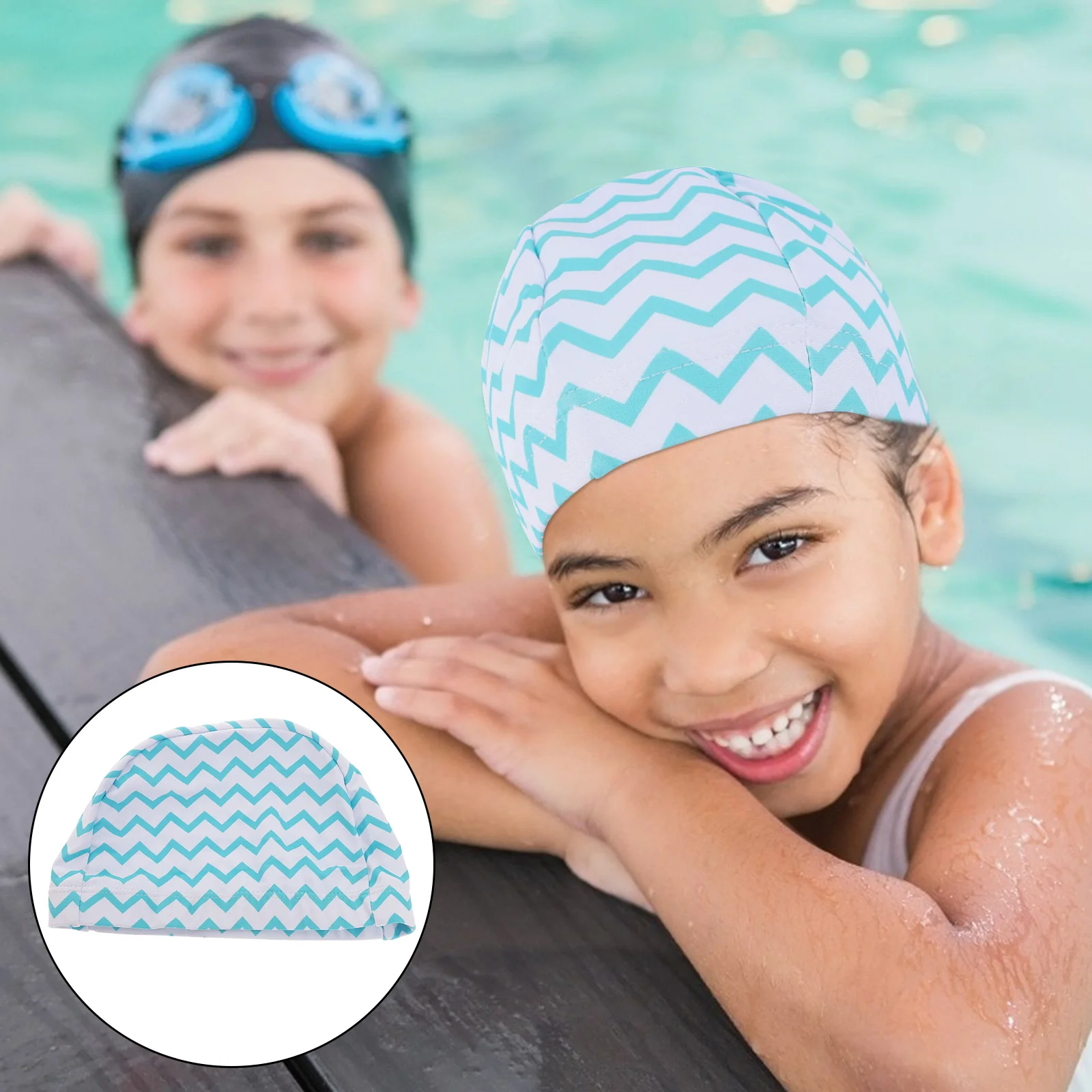 1 قطعة قبعة السباحة مقاوم للماء النايلون مرونة عالية لآمنة وسعيدة وقت السباحة قبعة السباحة ل #1
