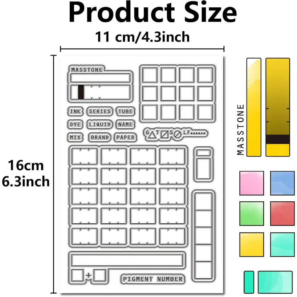 Color Swatches Clear Rubber Stamps Palette Reusable Retro Transparent Silicone Stamp Seals for DIY Scrapbooking Photo Making Kit