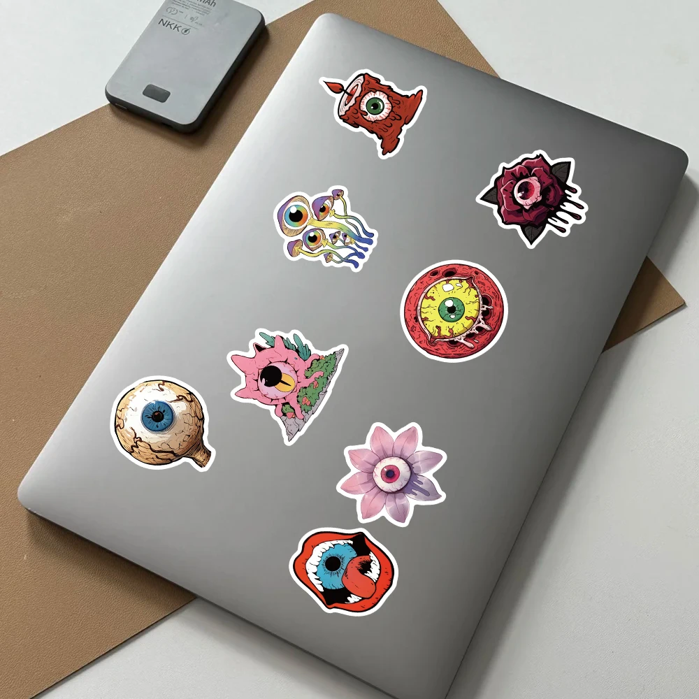 Set di 54 adesivi per bulbo oculare scuro, disegni gotici raccapriccianti per laptop, skateboard, artigianato fai da te, confezione di adesivi Weirdcore