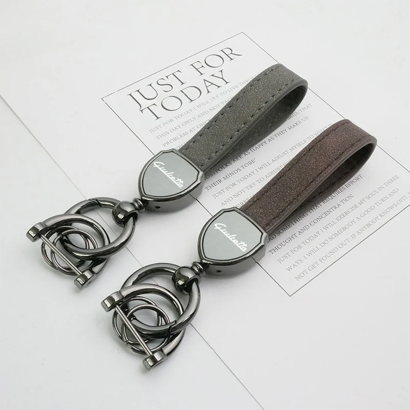 High quality Leather Car Keychain Horseshoe Anti-loss Buckle Jewelry for Alfa Romeo Giulietta Auto Styling Key chain Accessories