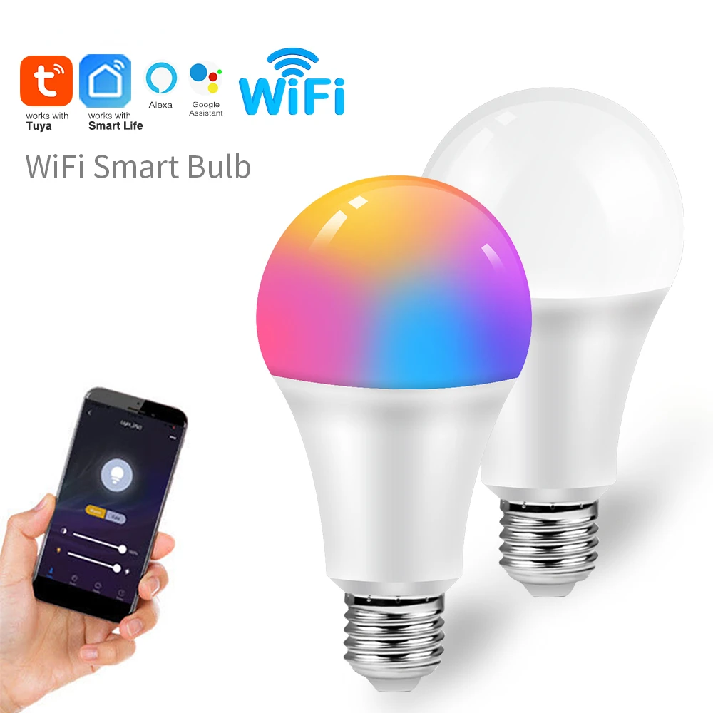 

9W WiFi Smart Color Bulb E27 LED RGB Lamp Support Alexa Google Home Tuya Smart Home 110-250V RGB+White Dimmable Timer Light Bulb